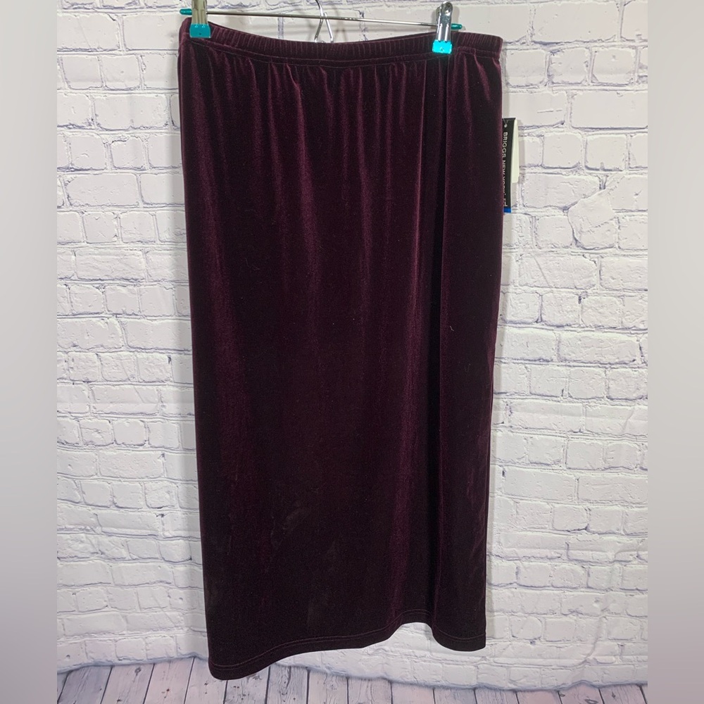 Briggs Womens VTG Velvet Maxi Slip Skirt Burgundy Sz XLP NWT Whimsigoth Fairy